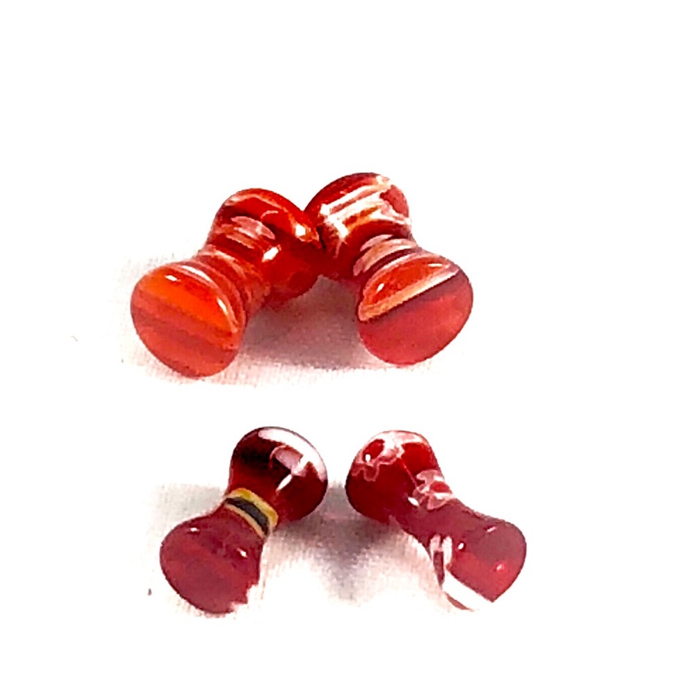 Red Striped Double Flare Acrylic Ear Gauge Plugs